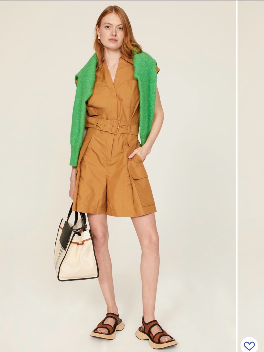 3.1 Phillip Lim Camel Utility Belted Cargo Romper size 4